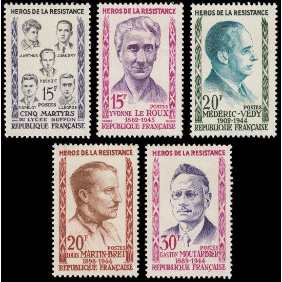 France Francia 1198/02 1959 Héroes de la reisitencia MNH