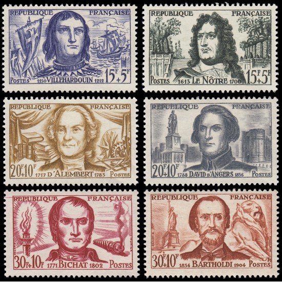 France Francia 1207/12 1959 Celebridades MNH