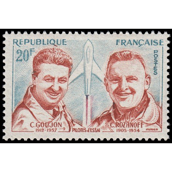 France Francia 1213 1959 Homenaje a los pilotos de pruebas MNH