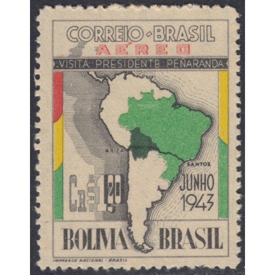 Brasil Brazil A-36 1943 Visita del Presidente Penaranda de Bolivia MNH Brasil Brazil A-36 1943 Visita del Presidente Penaranda de Bolivia MNH
