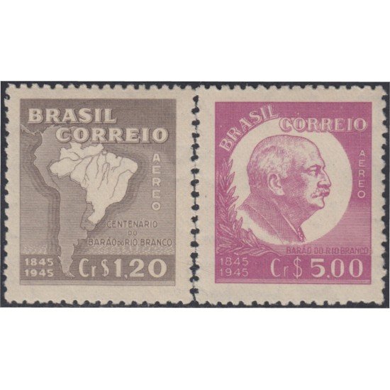 Brasil Brazil A-48/49 1945 Centenario del nacimiento Barón de Río Branco MNH Brasil Brazil A-48/49 1945 Centenario del nacimiento Barón de Río Branco MNH