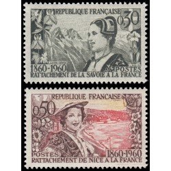 France Francia 1246/47 1960 Centenario de la afiliación del duque de Savoie y el conde de Nice MNH France Francia 1246/47 1960 Centenario de la afiliación del duque de Savoie y el conde de Nice MNH
