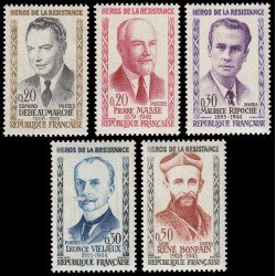 France Francia 1248/52 1960 Héroes de la resistencia MNH France Francia 1248/52 1960 Héroes de la resistencia MNH