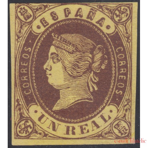 España Spain Variedad 61a 1862 Isabel II Variedad Amarillo Oro 365€