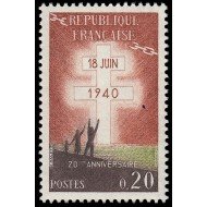 France Francia 1264 1960 20 aniv. de la llamada del General de Gaulle MNH