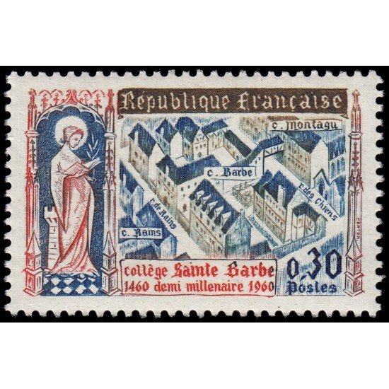 France Francia 1280 1960 5º Cent. del colegio de Ste.-Barbe (París) MNH France Francia 1280 1960 5º Cent. del colegio de Ste.-Barbe (París) MNH