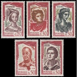 France Francia 1301/05 1961 Actores franceses MNH