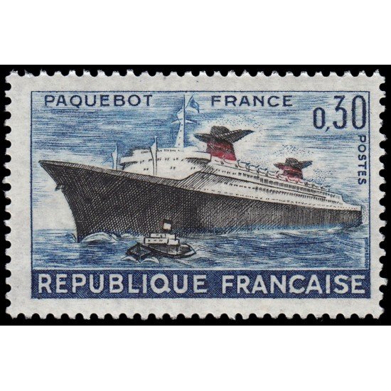 France Francia 1325 1962 Primer viaje del barco France MNH
