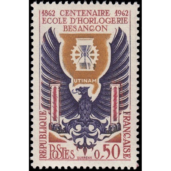France Francia 1342 1962 Cent. de la escuela de relojería de Besançon MNH France Francia 1342 1962 Cent. de la escuela de relojería de Besançon MNH