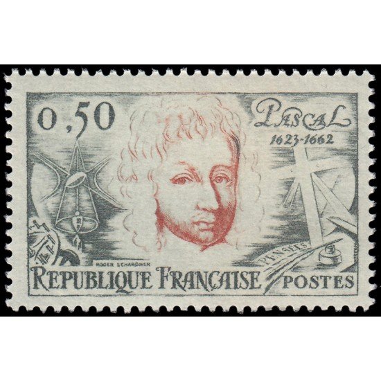 France Francia 1344 1962 Tricentenario de la muerte de Blaise Pascal MNH