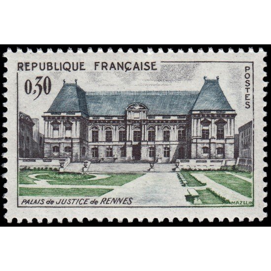 France Francia 1351 1962 Palacio de justicia de Rennes MNH France Francia 1351 1962 Palacio de justicia de Rennes MNH