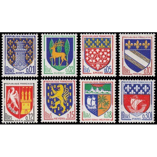 France Francia 1351A/54B 1962-65 Escudos de ciudades MNH