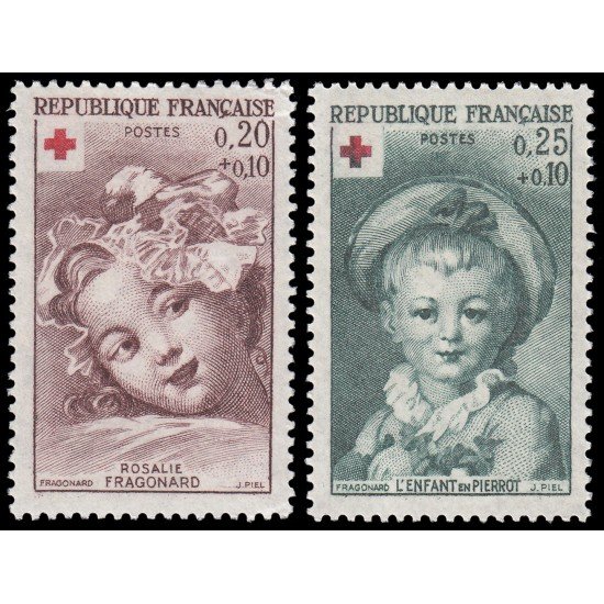 France Francia 1366/67 1962 Sorteo a favor de la Cruz Roja MNH
