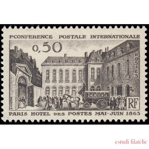 France Francia 1387 1963 Centenario de la 1ª Conferencia postal internacional (París) MNH