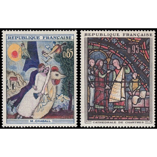 France Francia 1398/99 1963 Obras de arte MNH France Francia 1398/99 1963 Obras de arte MNH