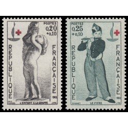 France Francia 1400/01 1963 Centenario de la Cruz Roja Sorteo a favor de la Cruz Roja francesa MNH France Francia 1400/01 1963 Centenario de la Cruz Roja Sorteo a favor de la Cruz Roja francesa MNH