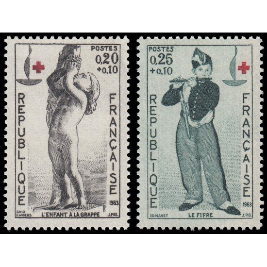 France Francia 1400/01 1963 Centenario de la Cruz Roja Sorteo a favor de la Cruz Roja francesa MNH