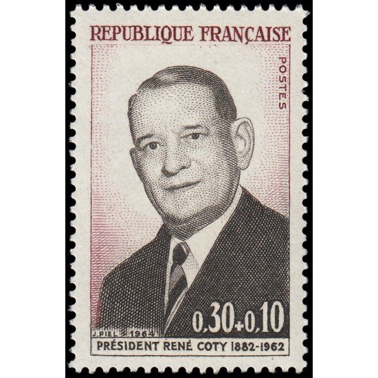 France Francia 1412 1964 2 aniv. de la muerte del presidente René Coty Sorteo Cruz Roja MNH