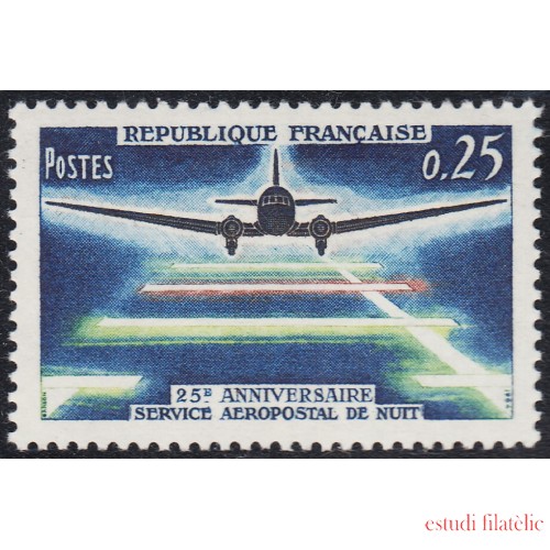 France Francia 1418 1964 25º Anivrsario del servicio aeropostal nocturno MNH