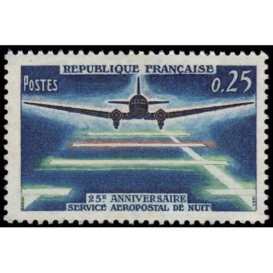 France Francia 1418 1964 25 anivrsario del servicio aeropostal nocturno MNH France Francia 1418 1964 25 anivrsario del servicio aeropostal nocturno MNH