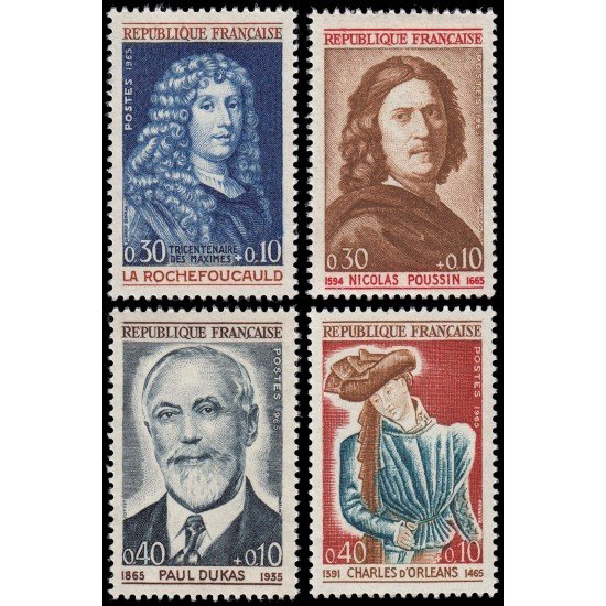 France Francia 1442/45 1965 Celebridades Sorteo a favor de la Cruz Roja MNH