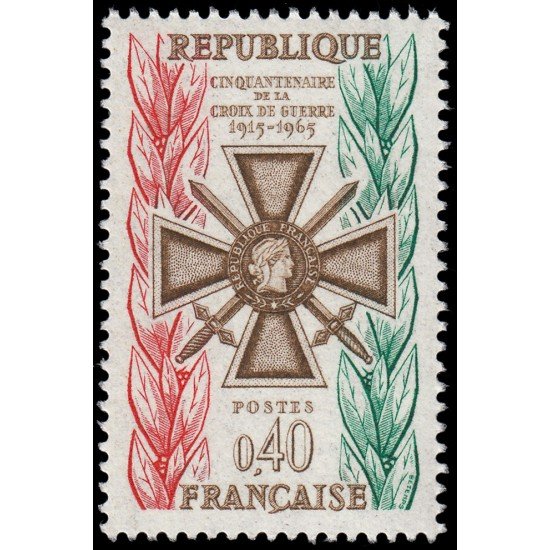 France Francia 1452 1965 50 aniv. de la Cruz de guerra MNH France Francia 1452 1965 50 aniv. de la Cruz de guerra MNH