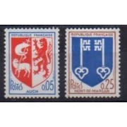France Francia Nº 1468/69 1966 Escudos de ciudades Lujo