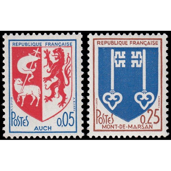 France Francia 1468/69 1966 Escudos de ciudades MNH France Francia 1468/69 1966 Escudos de ciudades MNH