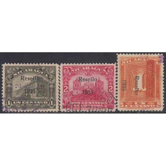 Nicaragua 612/14 1935 Timbres de 1922-29 Banco Norteamericano American Bank Usado Nicaragua 612/14 1935 Timbres de 1922-29 Banco Norteamericano American Bank Usado