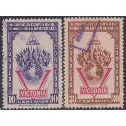 Nicaragua 707/08 1943 2º Aniversario de la declaración de guerra de Nicaragua Usado Nicaragua 707/08 1943 2º Aniversario de la declaración de guerra de Nicaragua Usado