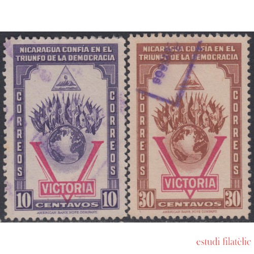 Nicaragua 707/08 1943 2º Aniversario de la declaración de guerra de Nicaragua Usado