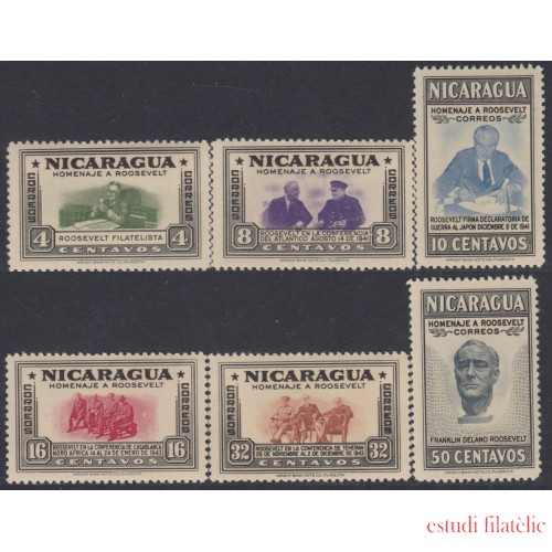 Nicaragua 713/18 1946 Homenaje al Presidente Roosevelt MNH