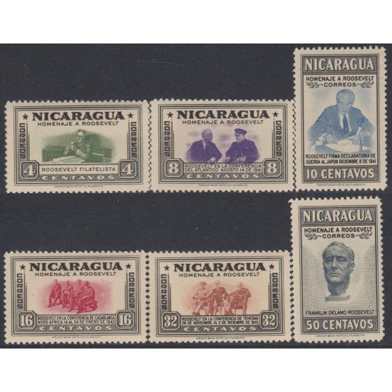 Nicaragua 713/18 1946 Homenaje al Presidente Roosevelt MNH Nicaragua 713/18 1946 Homenaje al Presidente Roosevelt MNH