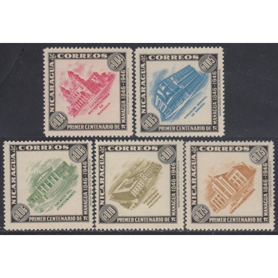 Nicaragua 719/23 1947 Centenario de la Villa de Managua Monumentos MNH Nicaragua 719/23 1947 Centenario de la Villa de Managua Monumentos MNH