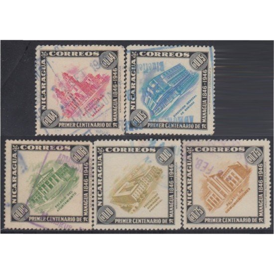 Nicaragua 719/23 1947 Centenario de la Villa de Managua Monumentos Usado Nicaragua 719/23 1947 Centenario de la Villa de Managua Monumentos Usado