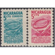 Nicaragua 748/48a 1949/53 Sobre tasa postal pro construcción del estadio Nacional MH