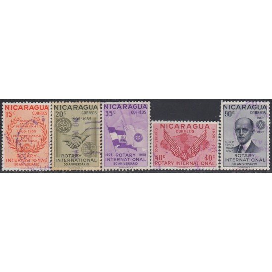 Nicaragua 781/85 1955 50 Años de Rotary International Usado Nicaragua 781/85 1955 50 Años de Rotary International Usado