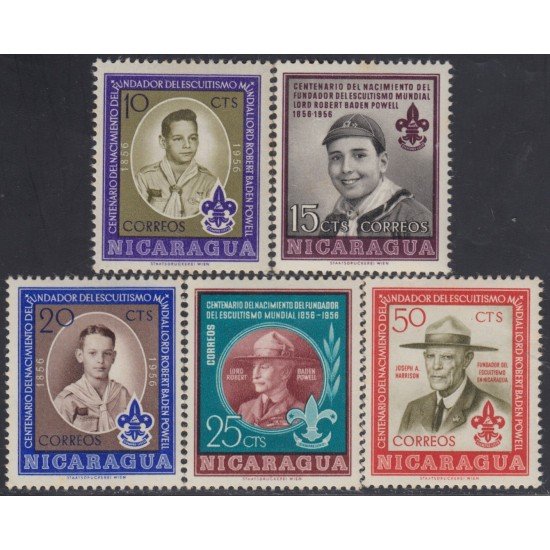 Nicaragua 797/801 1957 Centenario del nacimiento de Lord Baden Powell MNH Nicaragua 797/801 1957 Centenario del nacimiento de Lord Baden Powell MNH
