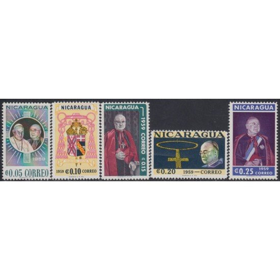 Nicaragua 841/45 1959 Visita del Cradenal Francois Joseph Spellman MNH Nicaragua 841/45 1959 Visita del Cradenal Francois Joseph Spellman MNH