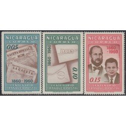 Nicaragua 856/58 1961 Centenario Franqueo Postal MNH Nicaragua 856/58 1961 Centenario Franqueo Postal MNH