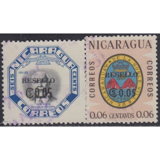 Nicaragua 884/85 1968 Timbres de 1953/62 Don Diego Chamorro Usado Nicaragua 884/85 1968 Timbres de 1953/62 Don Diego Chamorro Usado