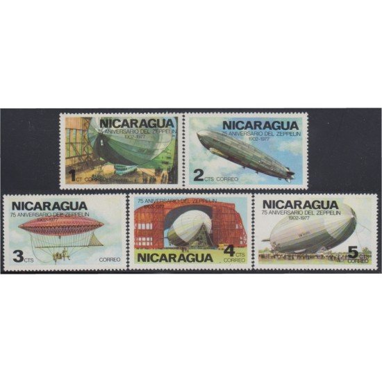 Nicaragua 1064/68 1976 75º Aniversario del Zeppelin MNH Nicaragua 1064/68 1976 75º Aniversario del Zeppelin MNH