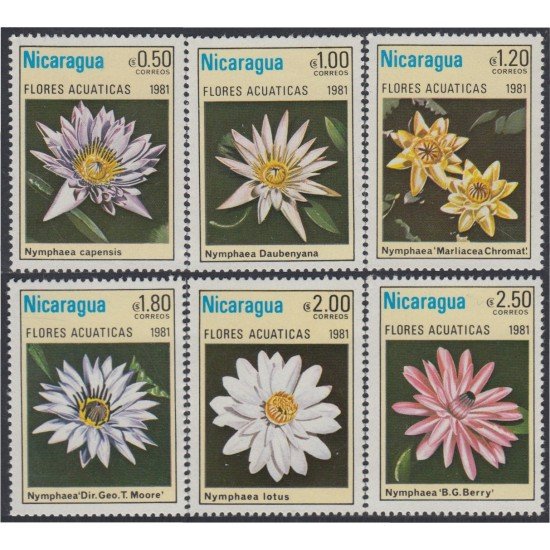 Nicaragua 1155/60 1981 Flores Acuáticas Flowers MNH Nicaragua 1155/60 1981 Flores Acuáticas Flowers MNH