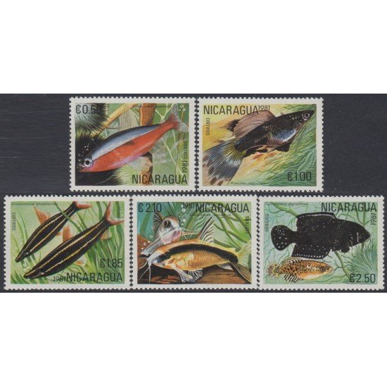 Nicaragua 1160A/E 1981 Peces Tropicales Fishes MNH Nicaragua 1160A/E 1981 Peces Tropicales Fishes MNH
