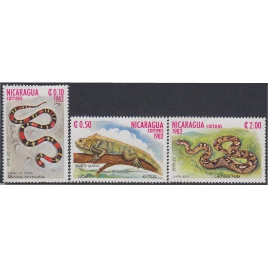Nicaragua 1228/30 1982 Fauna Reptiles MNH Nicaragua 1228/30 1982 Fauna Reptiles MNH