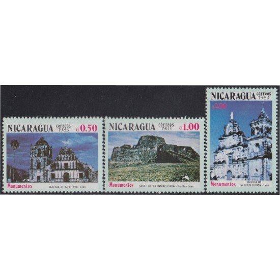 Nicaragua 1245/47 1983 Monumentos históricos Castillos Iglesias MNH Nicaragua 1245/47 1983 Monumentos históricos Castillos Iglesias MNH
