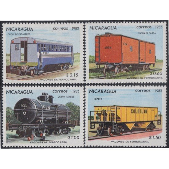 Nicaragua 1264/67 1983 Vagones de Ferrocarril MNH Nicaragua 1264/67 1983 Vagones de Ferrocarril MNH