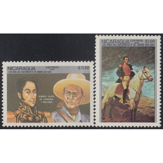 Nicaragua 1280/81 1983 Bicentenario del nacimiento de Simón Bolívar MNH Nicaragua 1280/81 1983 Bicentenario del nacimiento de Simón Bolívar MNH