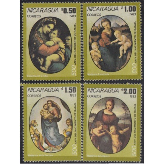 Nicaragua 1290/93 1983 500º Aniversario del nacimiento de Rafael MNH Nicaragua 1290/93 1983 500º Aniversario del nacimiento de Rafael MNH
