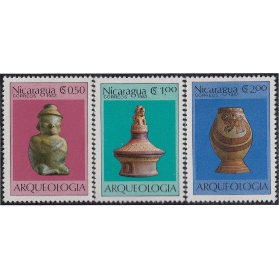 Nicaragua 1294/96 1983 Arqueología Cerámica Precolombina MNH Nicaragua 1294/96 1983 Arqueología Cerámica Precolombina MNH
